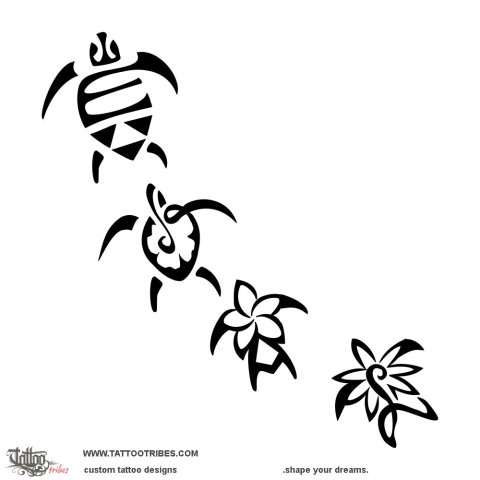 4 turtles (Family) tattoo design thumbnail