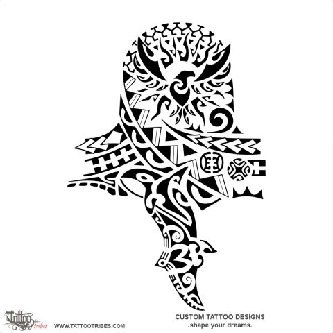 Ēkara (Eagle) tattoo design thumbnail