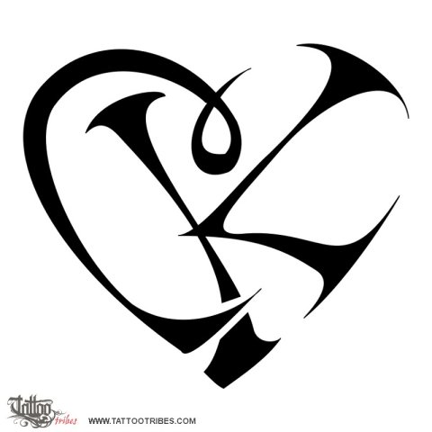 C+K heart (Union, love) tattoo design thumbnail