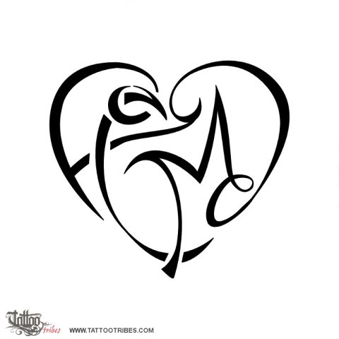 F+C+M+D heart (Union) tattoo design thumbnail