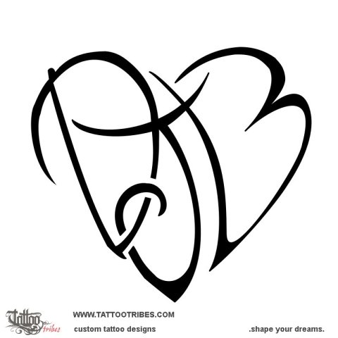 D+J+B heart (Union) tattoo design thumbnail