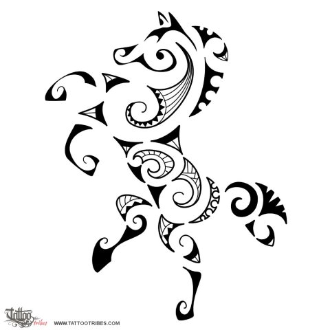 Maori style horse (Maori series: EARTH) tattoo design thumbnail