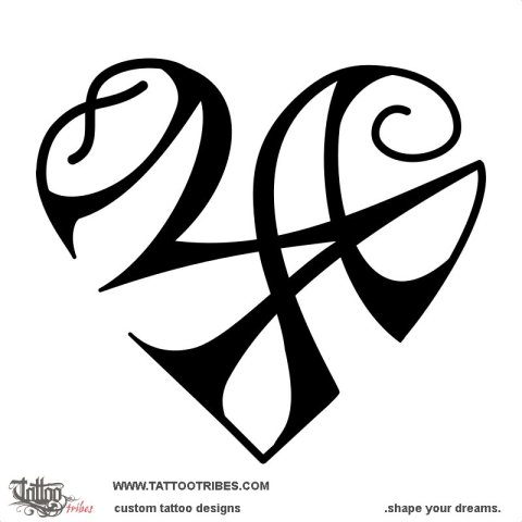 Heart M+A (Eternal bond) tattoo design thumbnail