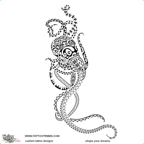 Te fee (Octopus) tattoo design thumbnail