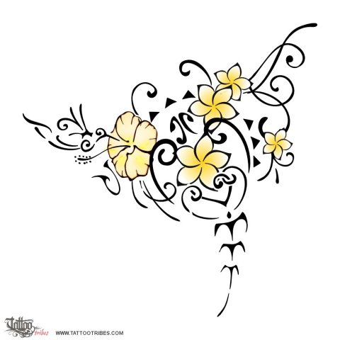 Floral manta (Live the moment) tattoo design thumbnail