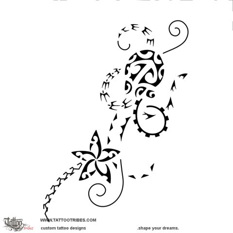 Octopus and starfish (Chasing goals) tattoo design thumbnail