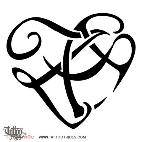 Z+A heart (Love) tattoo design thumbnail
