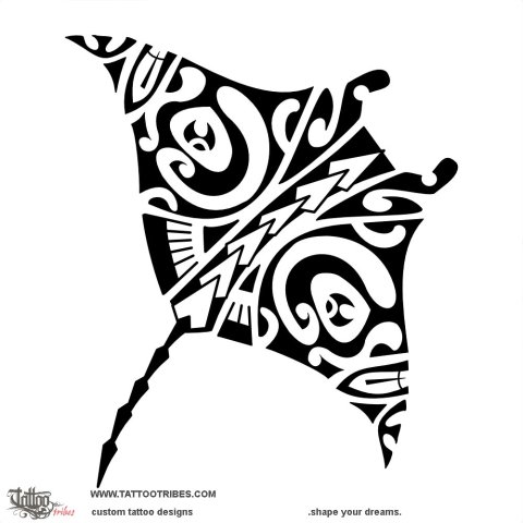 Fāfāpiti (Manta ray) tattoo design thumbnail