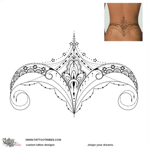 Femininity (Mehndi style lowerback) tattoo design thumbnail