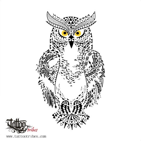 Tribal owl (iJam Fest 2020) tattoo design thumbnail