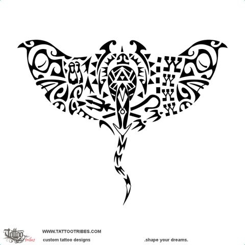 Ocean manta (Scuba diver) tattoo design thumbnail