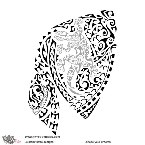 Phoenix and gecko (Rebirth) tattoo design thumbnail