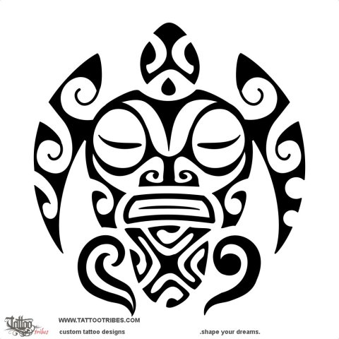 Tiki turtle (Family protection) tattoo design thumbnail