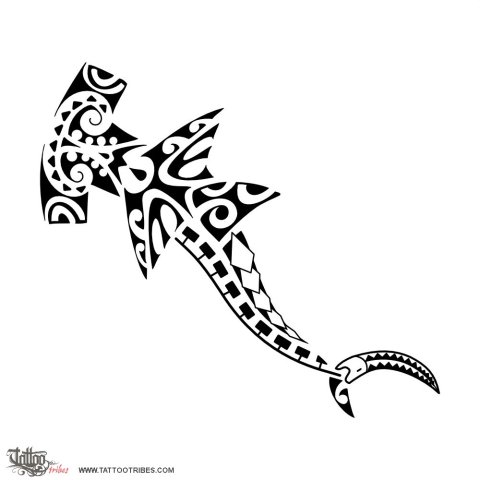 Triptych (Hammerhead shark) tattoo design thumbnail
