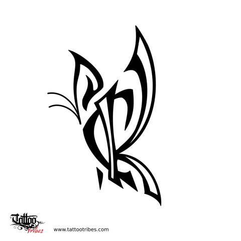 C+K butterfly (Lasting bond) tattoo design thumbnail