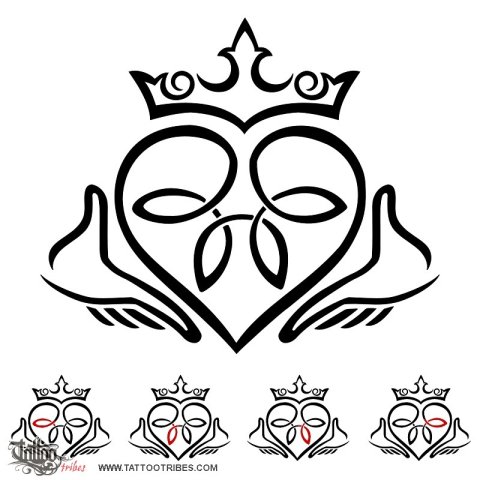 Claddagh (Love, friendship, loyalty) tattoo design thumbnail