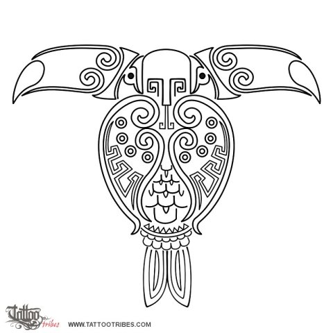 Double-headed toucan (Communication to the gods) tattoo design thumbnail