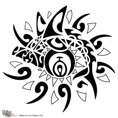 Sun and eye (Power and authority) tattoo design thumbnail