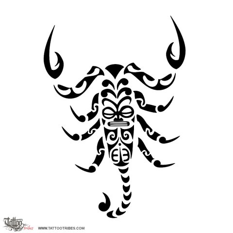 Scorpion Tahiti-styled (Life and death) tattoo design thumbnail