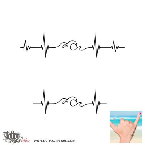 Minimals - Waves (Heartbeat) tattoo design thumbnail
