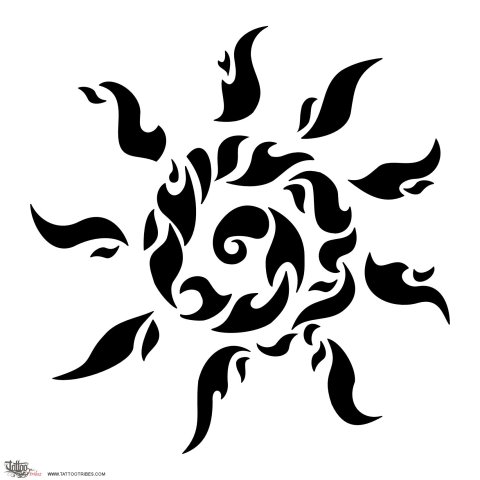 Fire sun (Passion) tattoo design thumbnail