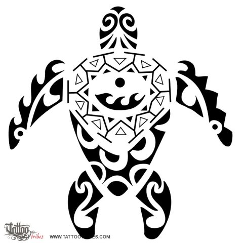 Sun and waves turtle (Sea and land) tattoo design thumbnail
