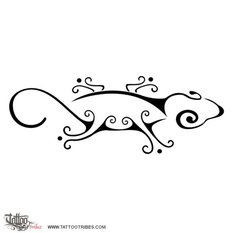 Stylized gecko (Luck, protection) tattoo design thumbnail