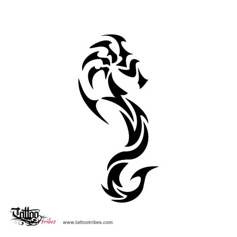 Tribal seahorse (Patience, tenacity) tattoo design thumbnail