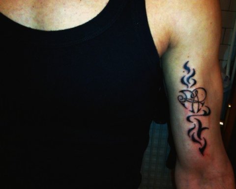 Alberto - Fire AR heart: real inked placement tattoo photo thumbnail