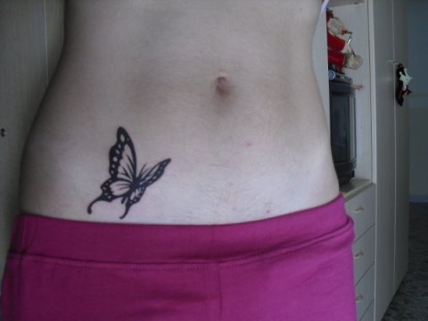 Alessandra - Butterfly: real inked placement tattoo photo thumbnail