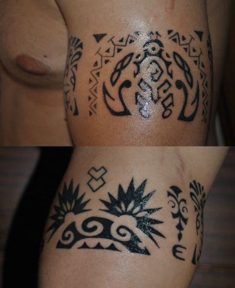 Alexandru - Polynesian armband: real inked placement tattoo photo thumbnail
