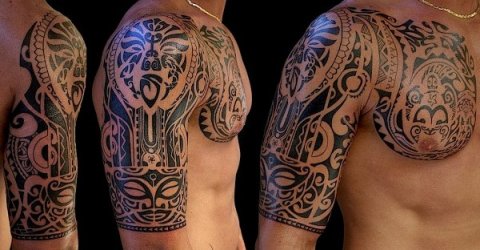Antonio - Polynesian piece: real inked placement tattoo photo thumbnail