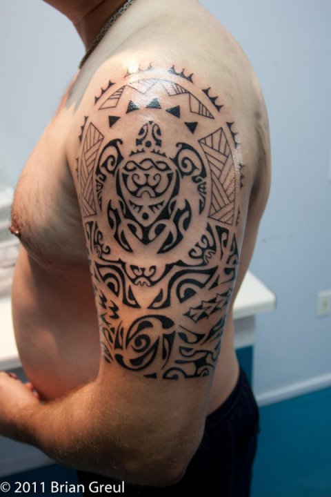 Brian - Life half sleeve: real inked placement tattoo photo thumbnail