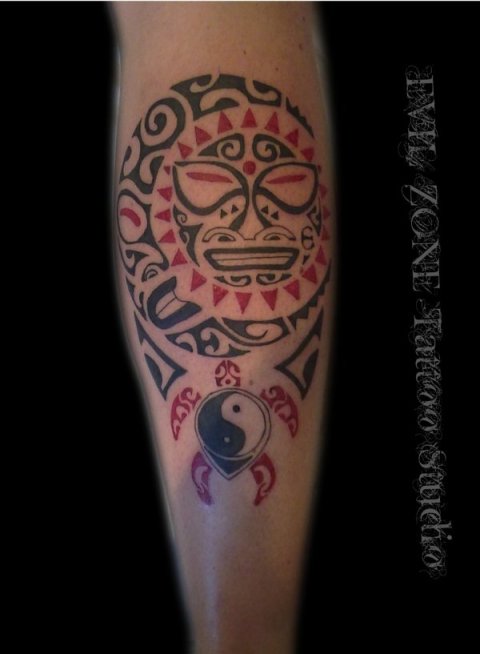 Evilzone - Sun-moon: real inked placement tattoo photo thumbnail