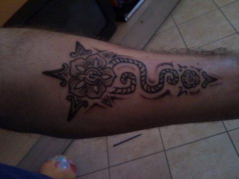 Giuliano - Aztec flower: real inked placement tattoo photo thumbnail