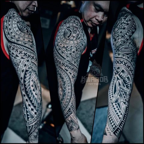 Jun - Masina sleeve: real inked placement tattoo photo thumbnail