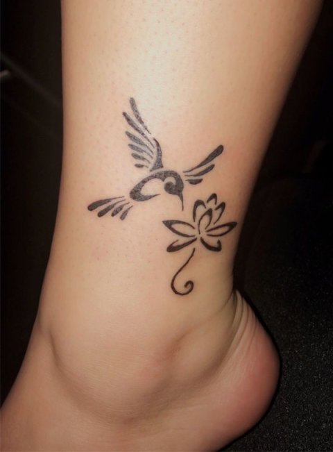 Kayla - hummingbird lotus: real inked placement tattoo photo thumbnail