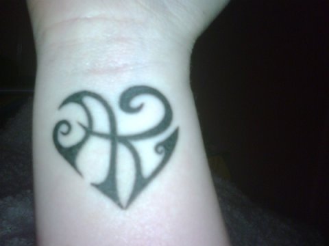 Kirsty - A+K heart: real inked placement tattoo photo thumbnail