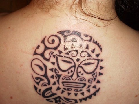 Lia - Maori sun-moon: real inked placement tattoo photo thumbnail