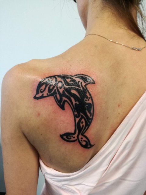 Mamu - Tribal dolphin: real inked placement tattoo photo thumbnail