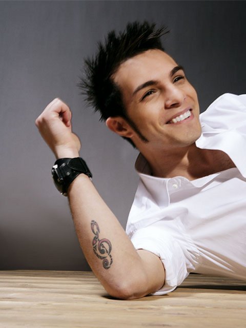 Marco Carta - Treble Clef: real inked placement tattoo photo thumbnail