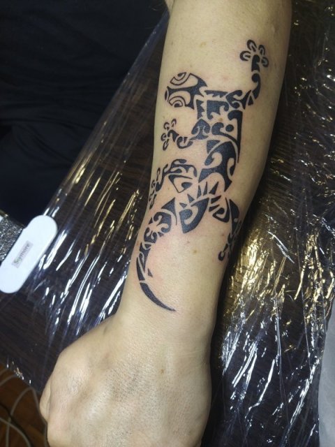 Marco - Gecko: real inked placement tattoo photo thumbnail