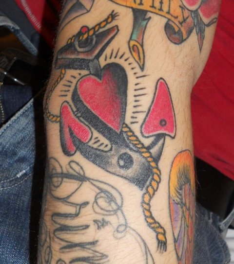 Mattia - Old school anchor: real inked placement tattoo photo thumbnail