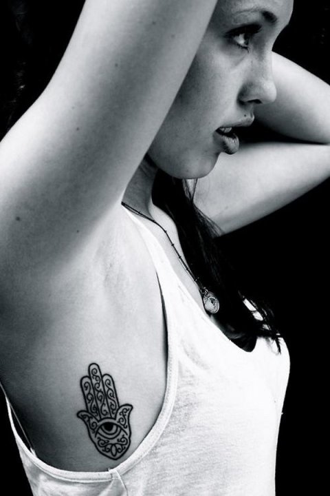 Mira - Hamsa: real inked placement tattoo photo thumbnail