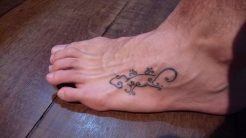 Patrick - Stylized gecko: real inked placement tattoo photo thumbnail