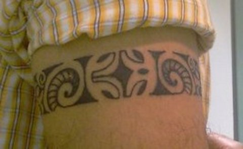 Raffaello - Polynesian armband: real inked placement tattoo photo thumbnail