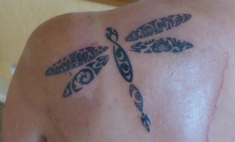 Robbie - Dragonfly: real inked placement tattoo photo thumbnail