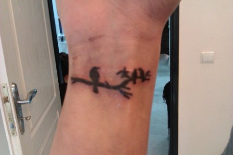 Sara - birds: real inked placement tattoo photo thumbnail