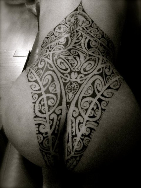 Tanne - Female back: real inked placement tattoo photo thumbnail