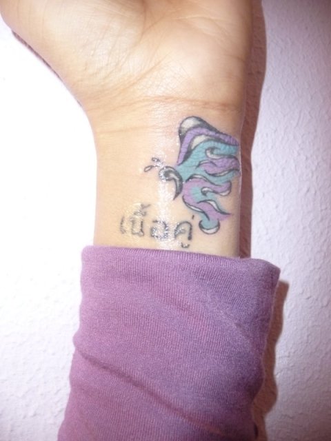 Valerie - Butterfly: real inked placement tattoo photo thumbnail